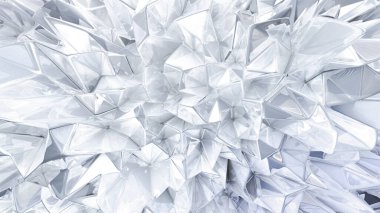 Üçgenli beyaz kristal arka plan. 3d görüntüleme, 3d illüstrasyon.