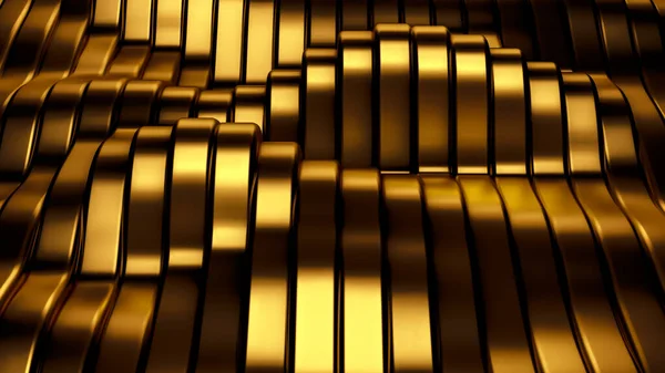 Goud Metalen Achtergrond Met Golven Lijnen Weergave Illustratie — Stockfoto