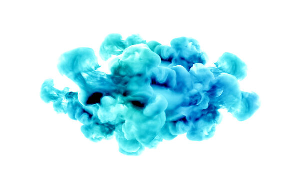 Turquoise smoke on a white background. 3d rendering, 3d illustration.