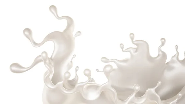 Una Spruzzata Liquido Bianco Denso Rendering Illustrazione — Foto Stock