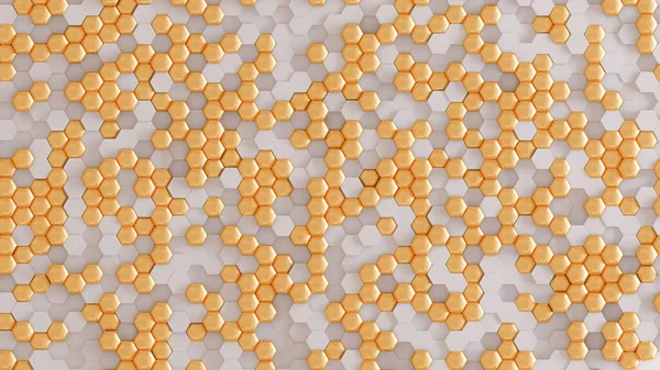 Altın beyazı geometrik arka plan. 3d görüntüleme, 3d illüstrasyon.