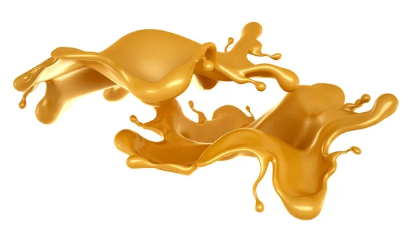 Salpicadura Caramelo Amarillo Dorado Representación Ilustración — Foto de Stock