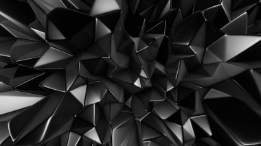 Üçgenli siyah kristal arka plan. 3d görüntüleme, 3d illüstrasyon.