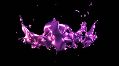 Bir tutam mor metal. 3d görüntüleme, 3d illüstrasyon.