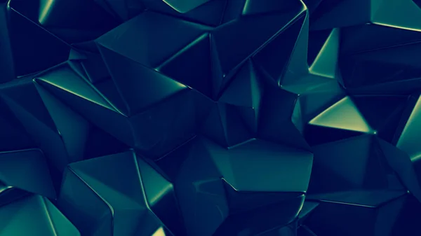 Fondo Cristal Verde Con Triángulos Representación Ilustración — Foto de Stock