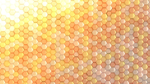 Fond Géométrique Doré Avec Hexagones Rendu Illustration — Photo