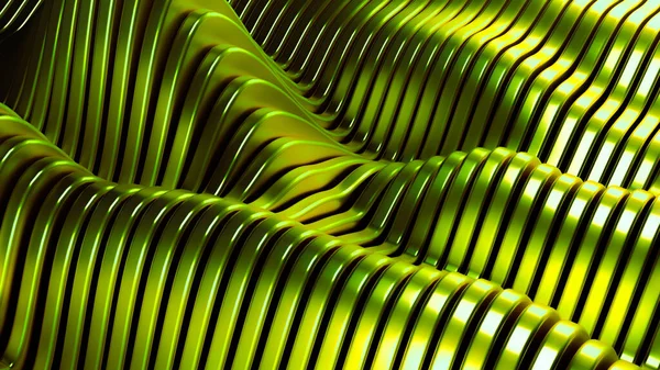 Green Metallic Background Waves Lines Rendering Illustration — Stock Photo, Image