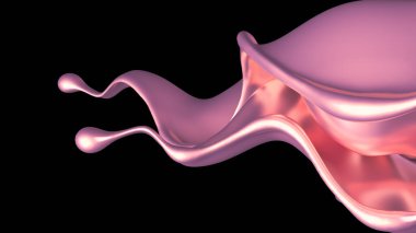 Şatafatlı altın bir sıvı sıçraması. 3d görüntüleme, 3d illüstrasyon.