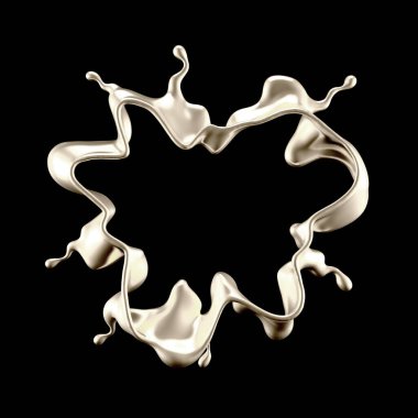 Gümüş kaplama sıvı siyah arka plan. 3d görüntüleme, 3d illüstrasyon.