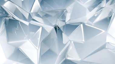 Gri kristal arka plan ve üçgenler. 3d görüntüleme, 3d illüstrasyon.