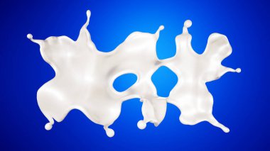 Mavi arka planda bir tutam süt. 3d görüntüleme, 3d illüstrasyon.