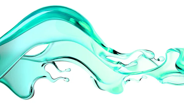 Goccio Liquido Verde Trasparente Rendering Illustrazione — Foto Stock