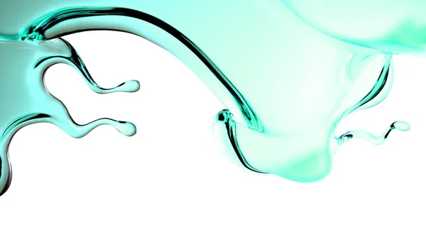 緑の透明な液体のスプラッシュ 3Dレンダリング 3Dイラスト — ストック写真