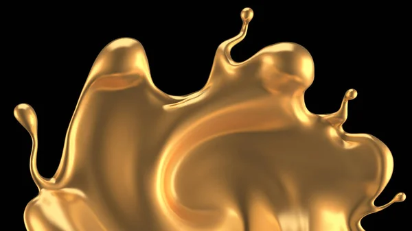 Luxe Gouden Plons Vloeistof Weergave Illustratie — Stockfoto