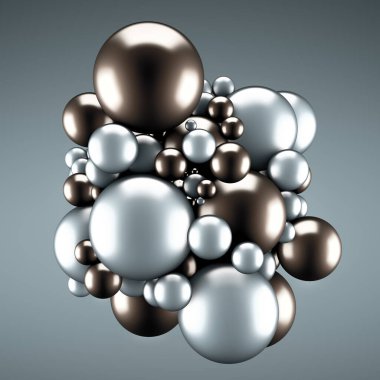 Neşeli, pozitif, taşaklı, parlak gri bir arka plan. 3d görüntüleme, 3d illüstrasyon.