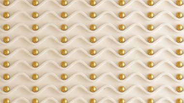 Mimari, iç desen, beyaz, sarı, altın desenli duvar 3D resimleme