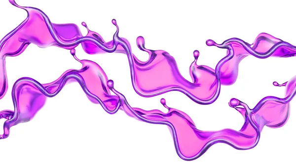 Una Spruzzata Liquido Viola Trasparente Fondo Bianco Rendering Illustrazione — Foto Stock