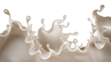 Kalın beyaz bir sıvı damlası. 3d görüntüleme, 3d illüstrasyon.