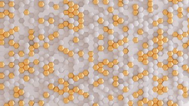 Altın beyazı geometrik arka plan. 3d görüntüleme, 3d illüstrasyon.