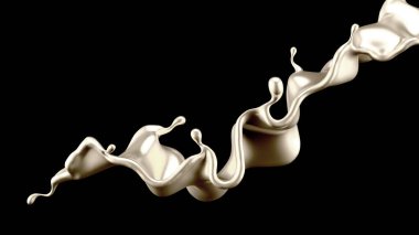 Gümüş kaplama sıvı siyah arka plan. 3d görüntüleme, 3d illüstrasyon.