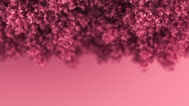 Yılın mevsimi yapraklı, güzel pembe bir arka plan. 3d görüntüleme, 3d illüstrasyon.