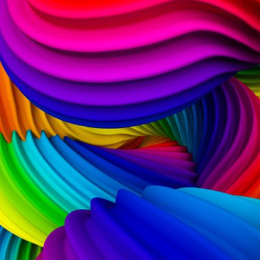 Soyut gökkuşağı pastel şekli. 3d görüntüleme, 3d illüstrasyon.
