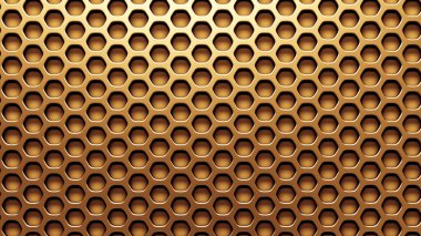 Altın arka plan ızgarası. 3d görüntüleme, 3d illüstrasyon.