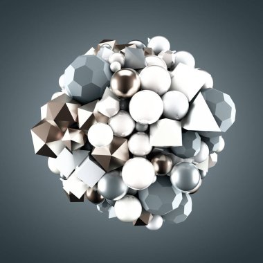 Neşeli, pozitif, taşaklı, parlak gri bir arka plan. 3d görüntüleme, 3d illüstrasyon.