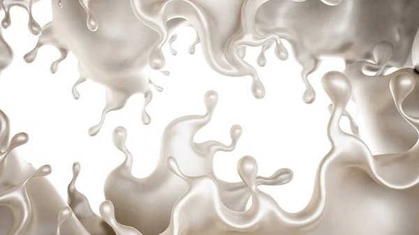 厚い白い液体のスプラッシュ 3Dレンダリング 3Dイラスト — ストック写真