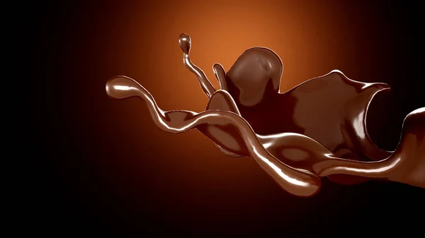 Una Spruzzata Cioccolato Uno Sfondo Marrone Rendering Illustrazione — Foto Stock