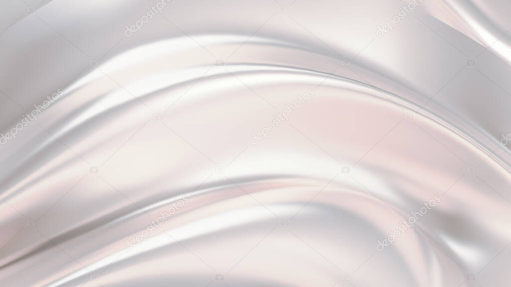 Luxurious silver background with satin drapery. 3d rendering, 3d illustration.