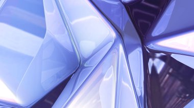 Mor kristal arka plan ve üçgenler. 3d görüntüleme, 3d illüstrasyon.