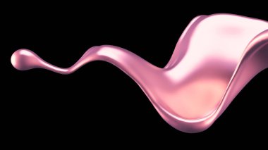 Şatafatlı altın bir sıvı sıçraması. 3d görüntüleme, 3d illüstrasyon.