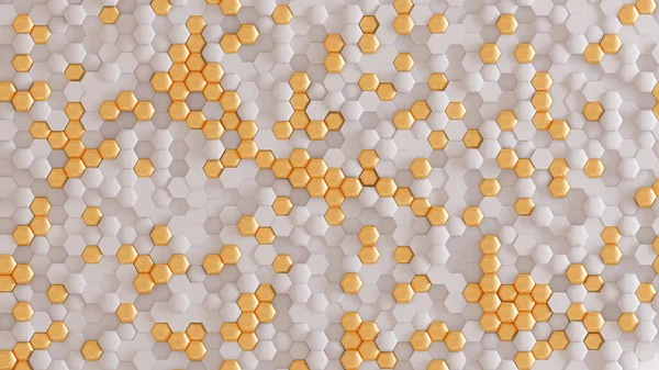 Altın beyazı geometrik arka plan. 3d görüntüleme, 3d illüstrasyon.