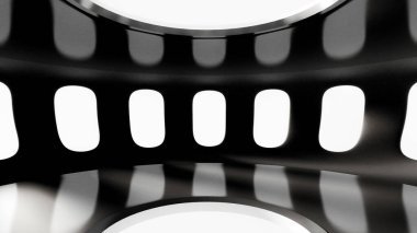 Gelecekçi kasvetli, içi boş. 3d görüntüleme, 3d illüstrasyon.