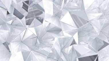 Üçgenli beyaz kristal arka plan. 3d görüntüleme, 3d illüstrasyon.