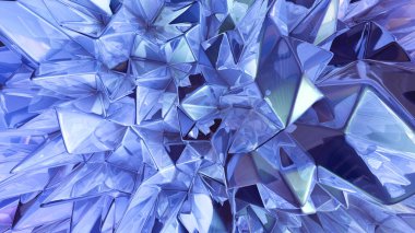 Mor kristal arka plan ve üçgenler. 3d görüntüleme, 3d illüstrasyon.