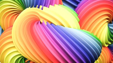 Soyut gökkuşağı pastel şekli. 3d görüntüleme, 3d illüstrasyon.
