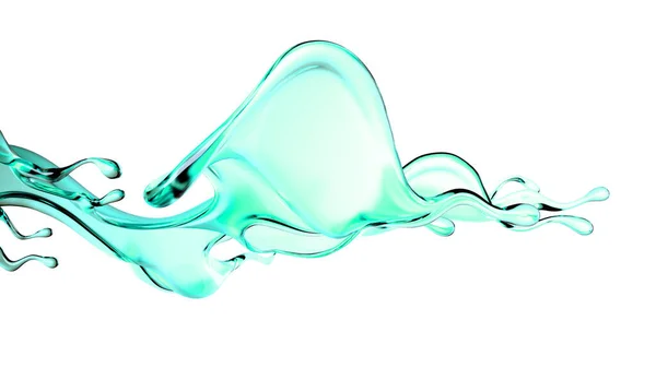 Une Éclaboussure Liquide Transparent Vert Rendu Illustration — Photo