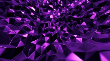 Mor kristal arka plan ve üçgenler. 3d görüntüleme, 3d illüstrasyon.