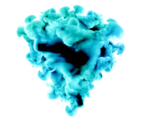 Turquoise smoke on a white background. 3d rendering, 3d illustration.