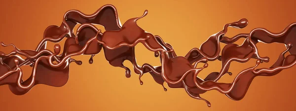 Chorrito Chocolate Sobre Fondo Marrón Representación Ilustración —  Fotos de Stock