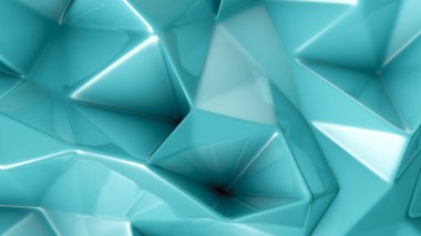 Üçgenli turkuaz kristal arka plan. 3d görüntüleme, 3d illüstrasyon.
