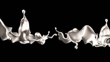 Lüks gümüş bir sıvı sıçraması. 3d görüntüleme, 3d illüstrasyon.