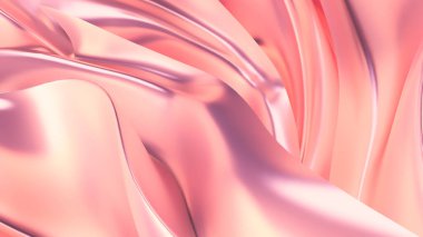 Saten kumaşlı lüks pembe arka plan. 3d görüntüleme, 3d illüstrasyon.