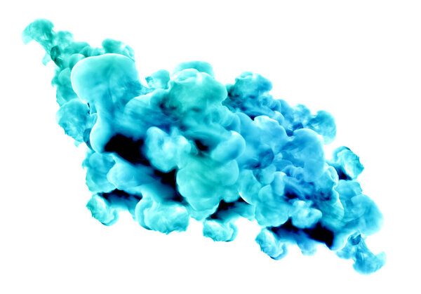 Turquoise smoke on a white background. 3d rendering, 3d illustration.