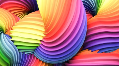 Soyut gökkuşağı pastel şekli. 3d görüntüleme, 3d illüstrasyon.