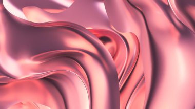 Saten kumaşlı lüks pembe arka plan. 3d görüntüleme, 3d illüstrasyon.