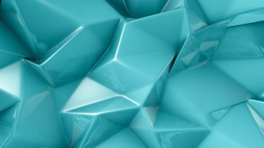 Üçgenli turkuaz kristal arka plan. 3d görüntüleme, 3d illüstrasyon.