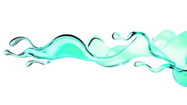 Biraz yeşil şeffaf sıvı. 3d görüntüleme, 3d illüstrasyon.